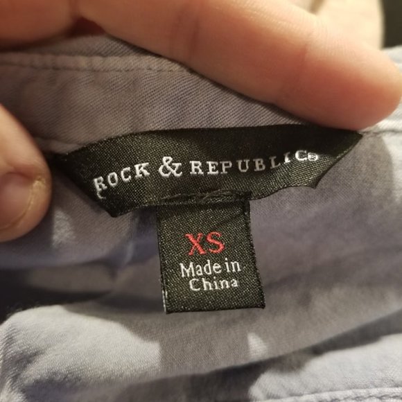 Rock & Republic Women's Blue Grey Button Down Collared Tank Top ~BNWOT!~ - Picture 5 of 5